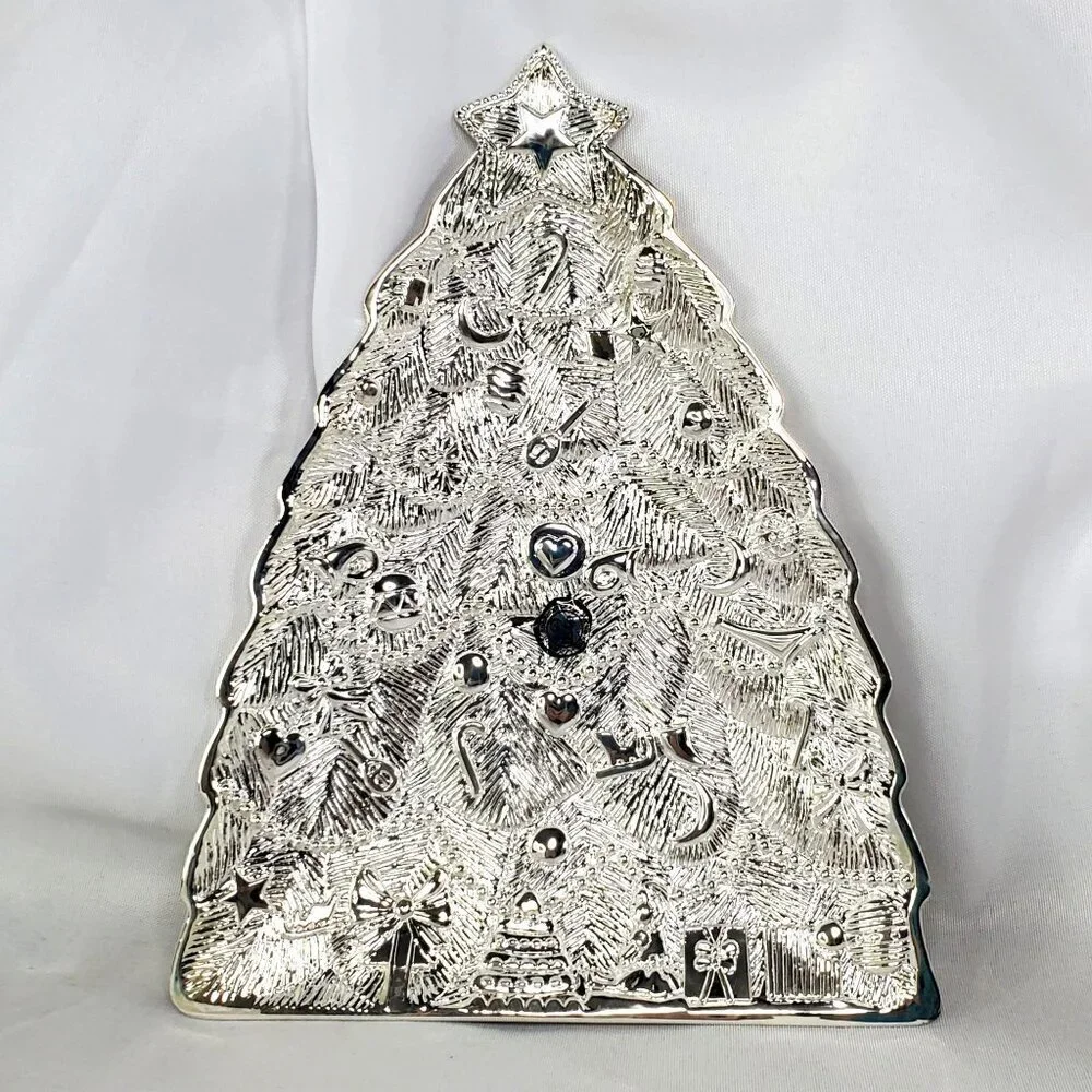 VTG Godinger Silver Plated Candy/ Nut Dish Christmas Tree Holiday Collection